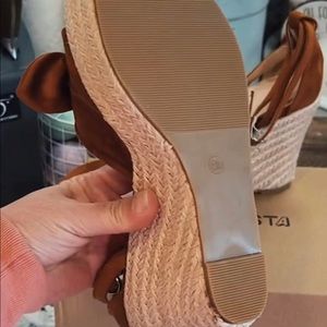Bowknot Espadrille Platform Wedges Ankle Strap Sandals